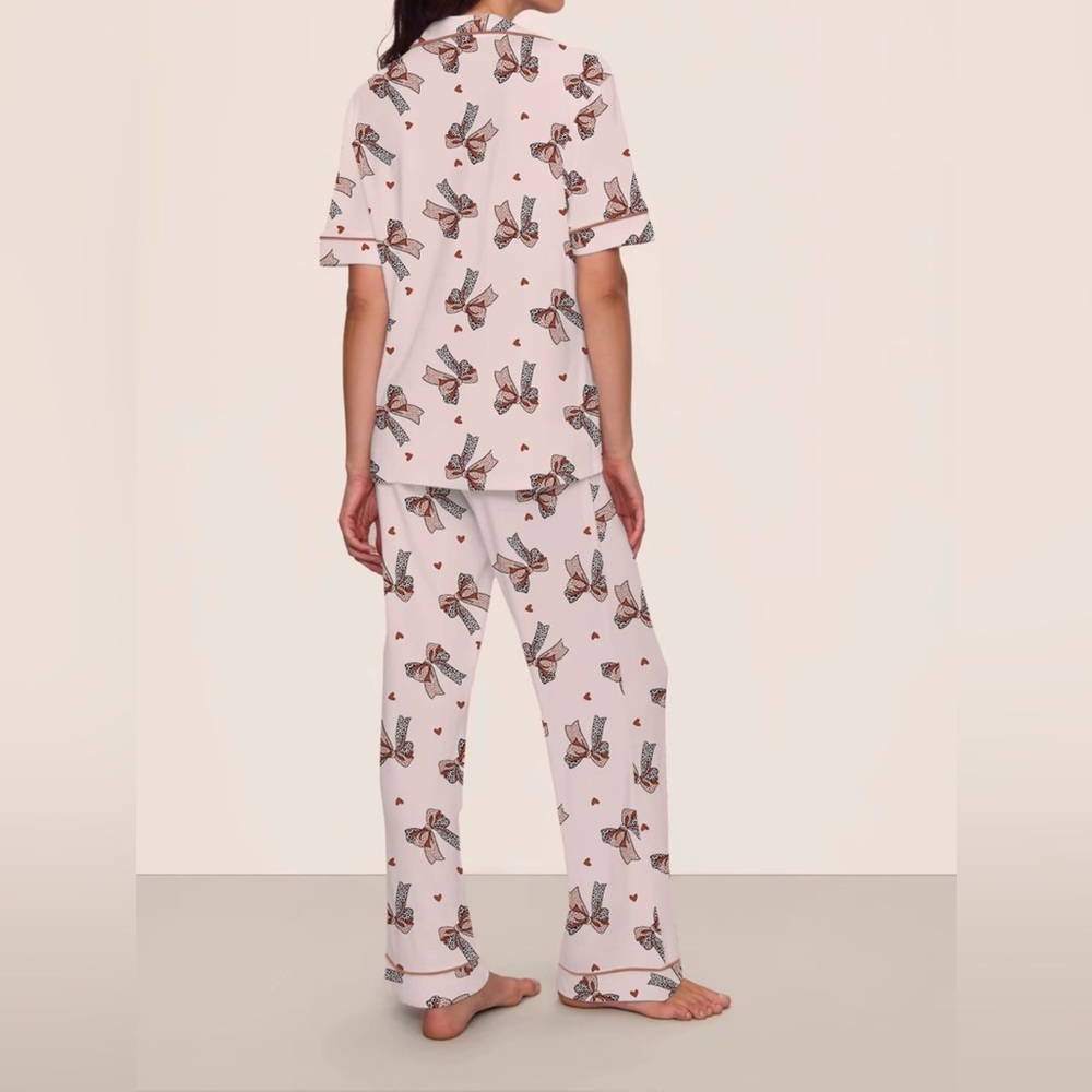 Comfy Bow print Loungewear Pajama Set New Boutique Soft Stretchy Comfy - Picture 3 of 8